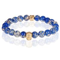 memphis Blauwe kralen armband Natuursteen Doodshoofd