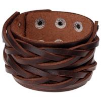 lgtjwls Leren mannen armband bruin ingesneden leer