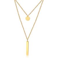 cillajewels Dubbele ketting Edelstaal Verguld Goudkleurig Vertical Bar Muntje