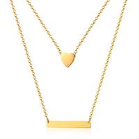 cillajewels Dubbele ketting Edelstaal Verguld Goudkleurig Horizontal Bar Heart