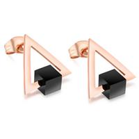 cillajewels oorknoppen Edelstaal Triangle Rosegoud Verguld