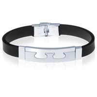 lgtjwls Siliconen heren armband RVS Element Zwart Zilver