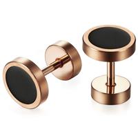 mendes heren oorbellen edelstaal Barbell Rose Black