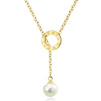 cillajewels Dames ketting  Edelstaal Verguld Goudkleurig Love Disc Parel