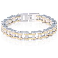 mendes Heren armband Edelstaal Biker Chain Silver Gold