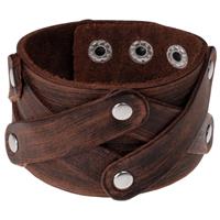 lgtjwls Leren heren armband Criss Cross Bruin