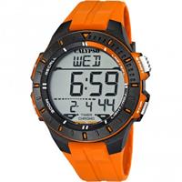 CALYPSO WATCHES Digitaluhr Calypso Herren Uhr K5607/1 Kunststoffband, Herren Armbanduhr rund, Kautschukarmband orange, Sport
