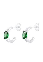 Elli Dames Creolen Marquise met Zirkonia Kristallen Groen in 925 Sterling Zilver Verguld