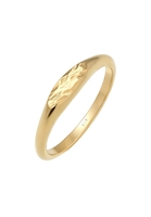 Elli Dames Ovaal Gehamerd Pinky in verguld 925 Sterling Zilver