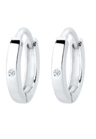 Elli DIAMONDS Dames Creolen Basic met Diamant (0.01 ct.) in 925 Sterling Zilver