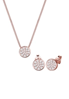 Elli dames ronde cirkel met zirkonia kristallen in 925 sterling zilver rose goud verguld