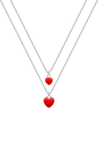 Elli Set Hart Moeder Kind Liefde Emaille Rood in 925 Sterling Zilver
