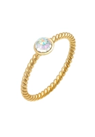 Elli Elli Ring Dames Eenzaam Gedraaid met kristallen in 925 sterling zilver verguld