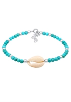 Nenalina Armband Kauri Muschel Howlith Kugel Bunt Strand 925 Silber, Türkis, 16 cm, türkis, cm