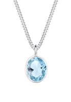 Elli Halskette Geo Oval Topas Edelstein Edel 925 Sterling Silber, Hellblau, 45 cm, hellblau, cm