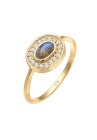 Elli dames vintage edel met zirkonia kristallen en labradoriet in 925 sterling zilver verguld