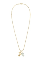 Elli dames vintage ball chain met roos barok parel hanger in 925 sterling zilver verguld