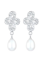 Elli PREMIUM Dames Infinity Kruis met Zoetwater Gekweekte Parels en Kristallen in 925 Sterling Zilver