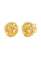 Elli Dames Stud Oorbellen Munt Vintage in 925 Sterling Zilver Verguld