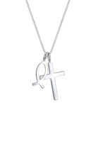 Elli Collierkettchen »Panzerkette Kreuz Fisch Symbol Religion 925 Silber«