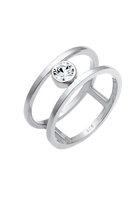 Elli PREMIUM Elli PREMIUM Ring Dames Double Solitaire Radiant met kristallen in 925 sterling zilver