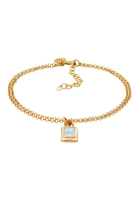Elli PREMIUM Armband Mondstein Edelstein Vintage Layer Look 925 Silber, Gold, 16 cm, gold, cm