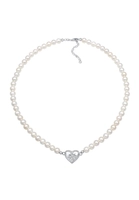 Elli Elli Halsketting Dames Choker Hart Edelweiss met Schelpkernparels in 925 Sterling Zilver