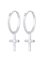 Elli Elli Oorbellen Dames Creoles Kruis Hanger Geloof in 925 Sterling Zilver
