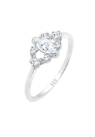 Elli Dames Bloemenmotief Speels met Zirconia Kristallen in 925 Sterling Zilver Zilver