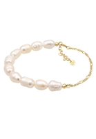 Elli PREMIUM Elli PREMIUM Armband Dames Elegant Natuurlijk met Barok zoetwater gekweekte parel in 925 sterling zilver verguld