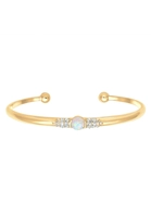 Elli PREMIUM Armband Armreif Offen Opal Swarovski Kristall 925 Silber, Gold, 16 cm, gold,