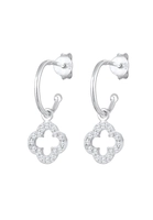 Elli Dames Creolen Shamrock Cubic Zirconia Kristallen in 925 Sterling Zilver
