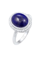 Elli PREMIUM Dames Cocktail Ring met Lapis Lazuli Edelsteen in 925 Sterling Zilver Verguld