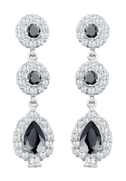 Elli PREMIUM, Ohrringe Tropfen Ohrhänger Zirkonia 925 Silber in schwarz, Schmuck für Damen