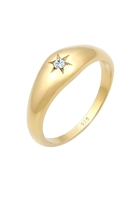 Elli Dames zegelring Sterren Symbool fonkelend met kristallen in 925 Sterling Zilver
