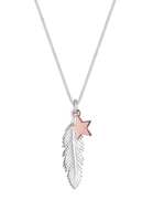 Elli Collierkettchen Feder Stern Bi-Color 925 Sterling Silber