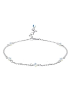 Elli Fußschmuck Klassiker Swarovski Kristalle 925 Sterling Silber, 25 cm, silber