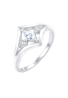 Elli Dames Engagement Vintage Elegant met Zirconia Stone in 925 Sterling Zilver