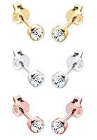 Elli Dames set van 3 met kristallen in een driekleuren look in 925 sterling zilver