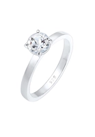 Elli PREMIUM Elli PREMIUM ring voor dames in 925 sterling zilver 2 mm breed met een edelsteen van topaas, damesring, solitaire ring, verlovingsring, maat 52 - 58