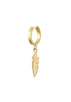 Elli Dames Enkel Oorhaakje Veer Boho Modern in 925 Sterling Zilver Verguld
