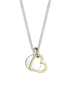 Elli Dames Cirkel plaatje hart Hanger Tweekleurig in 925 Sterling Zilver