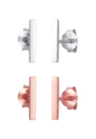 Elli Dames Set Stud Oorbellen Basic Geo Look Bi-Color in 925 Sterling Zilver rose gold-plated