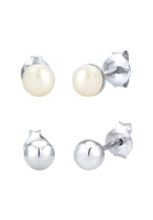 Elli Dames Set Stud Bal Basic Minimal met zoetwater gekweekte parel in 925 sterling zilver