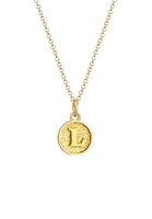 Elli dames plaat initialen letter L minimaal in 925 sterling zilver verguld