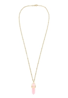 Elli dames bal ketting zeshoek met rozenkwarts steen in 925 sterling zilver verguld