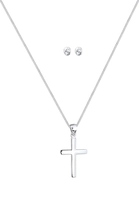 Elli Elli Sieraden Set Dames Cross Pendant Trend en Crystal Plug in 925 Sterling Zilver