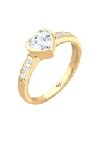 Elli Dames Hart Symbool Verloving met Zirkonia Kristallen in 925 Sterling Zilver