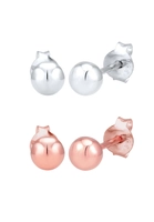 Elli Dames Set Stud Oorbellen Ball Geo Basic Bi-Color in 925 Sterling Zilver rose gold-plated