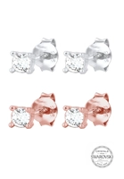 Elli Dames oorsteker set tweekleurig met verguld 925 sterling zilveren kristallen
